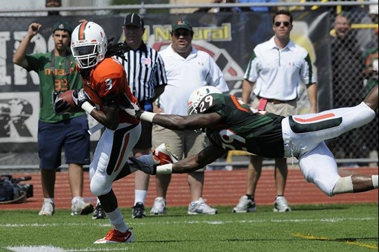 Travis Benjamin. 2011 Miami Hurricanes Spring Football @ Traz-Powell