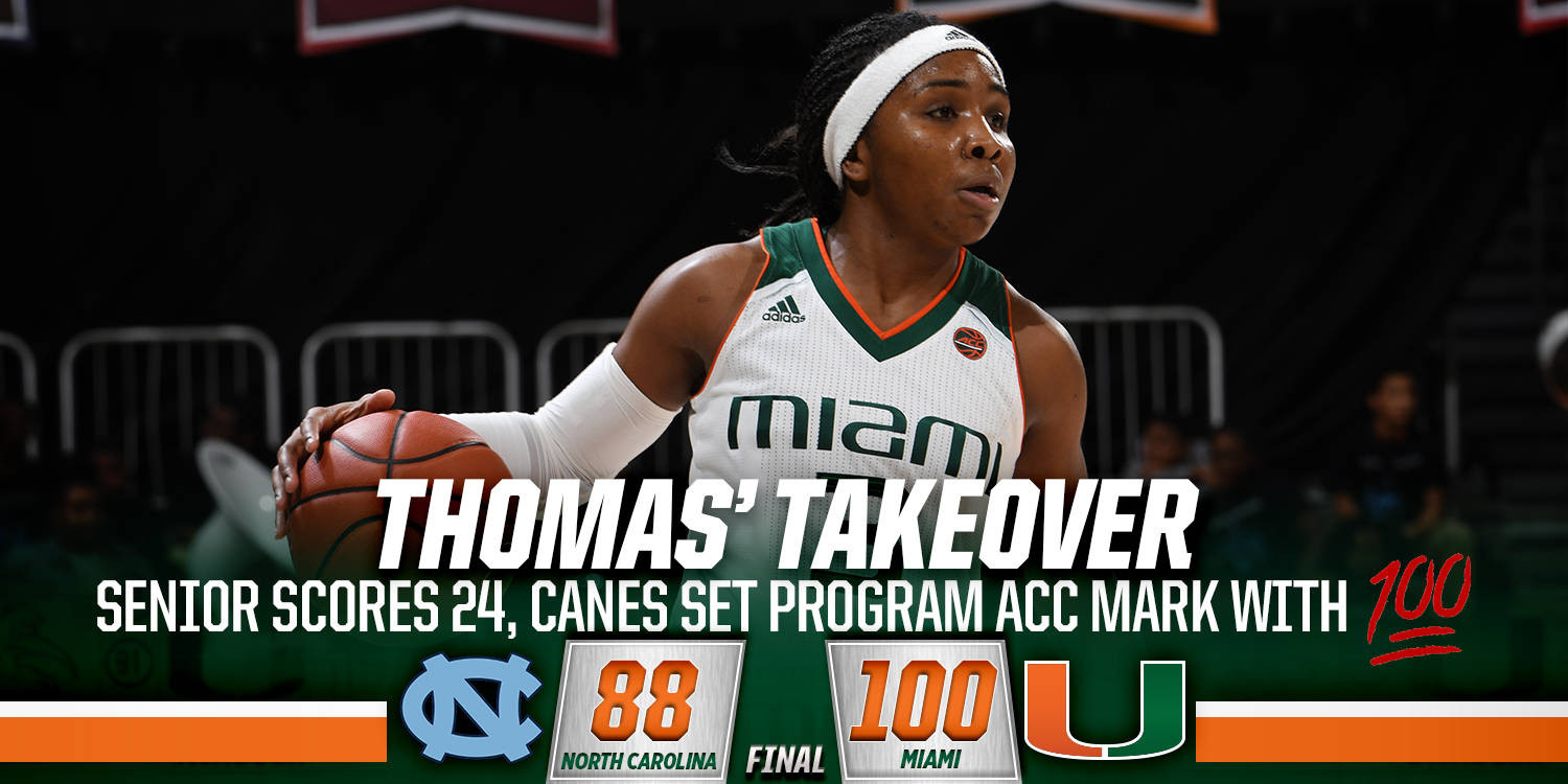 High-Scoring @CanesWBB Tops UNC, 100-88