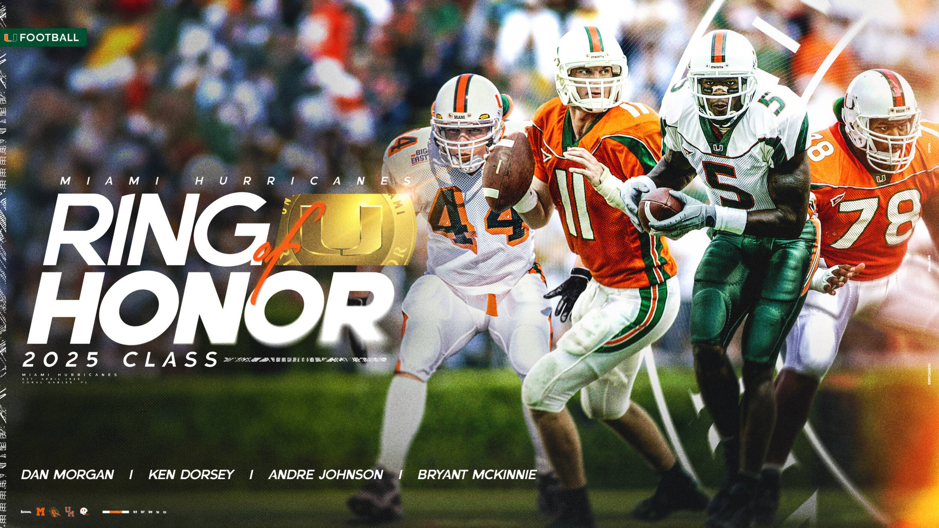 Dorsey, Johnson, McKinnie, Morgan Selected to Miami Football Ring of Honor