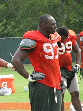 Adewale Ojomo at practice Tuesday morning at the Greentree Practice Fields.